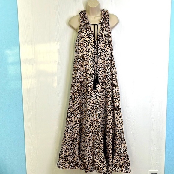 Mud Pie Dresses & Skirts - Mudpie - Light Tan And Black Cheetah Sleeveless Maxi Dress Size Small